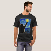 ゴッホの星空の猫 - クラシックフィット、猫好き Tシャツ (正面フル)