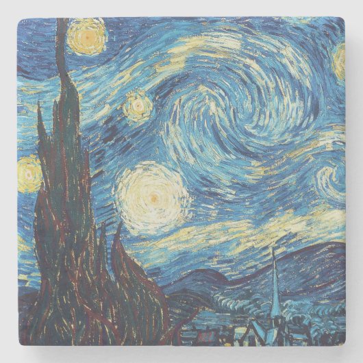 ゴッホの星空 青い傑作 ストーンコースター (正面)