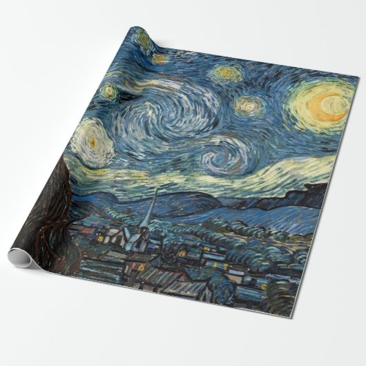 ゴッホの有名な絵画作品「星月夜」 ラッピングペーパー (アンロールド)