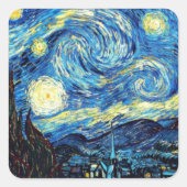 ゴッホの有名な絵画、星月夜 スクエアシール (正面)