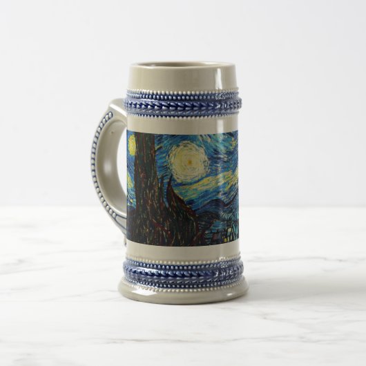 ゴッホの有名な絵画、星月夜 ビールジョッキ (正面左)