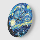 ゴッホの有名な絵画、星月夜、 ラージ壁時計 (傾斜)