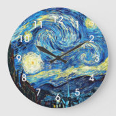 ゴッホの有名な絵画、星月夜、 ラージ壁時計 (正面)
