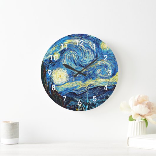 ゴッホの有名な絵画、星月夜、 ラージ壁時計 (ホーム)