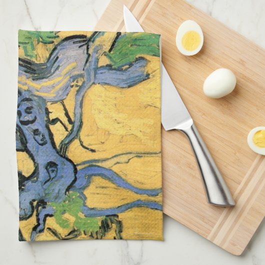 ゴッホの木の根と幹 キッチンタオル (四つ折り)