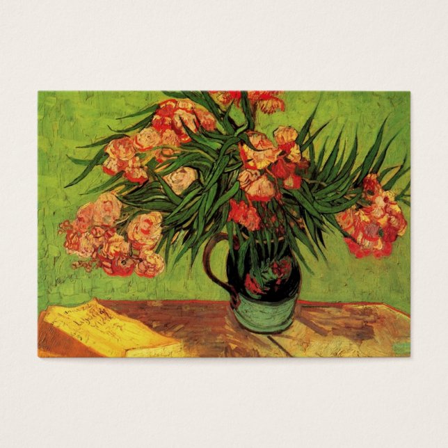 ゴッホの本と夾竹桃の花瓶のある静物画 (正面)