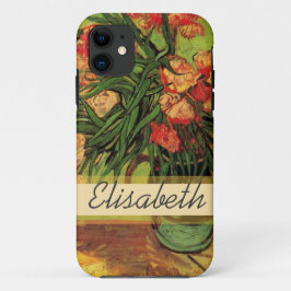 ゴッホの本と夾竹桃の花瓶のある静物画 iPhone 11 ケース