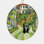 ゴッホの村の通りと階段、オーベル、人物 セラミックオーナメント (左)