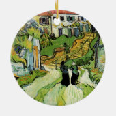 ゴッホの村の通りと階段、オーベル、人物 セラミックオーナメント (裏面)