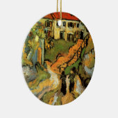 ゴッホの村の通りと階段、オーベル、人物 セラミックオーナメント (右)