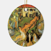 ゴッホの村の通りと階段、オーベル、人物 セラミックオーナメント (左)