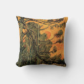 ゴッホの松の木と赤い空と夕日 クッション (正面)