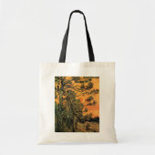 ゴッホの松の木と赤い空と夕日 トートバッグ (正面)