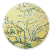 ゴッホの梅の花、スカイブルー セラミックノブ (正面)