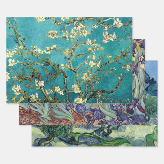 ゴッホの梅の花 古典的印象派 ラッピングペーパーシート (セット)