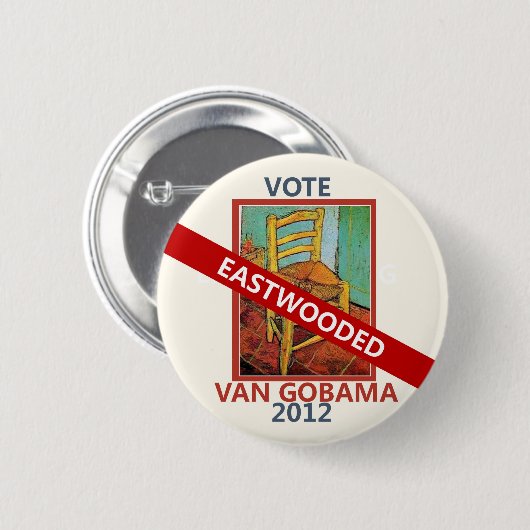 ゴッホの椅子のBarckオバマクリント・イーストウッドのミーム 缶バッジ (正面&裏面)