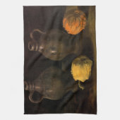 ゴッホの瓶とカボチャ2個 キッチンタオル (縦)