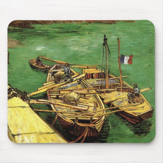 ゴッホの砂利運搬船の荷下ろし風景 マウスパッド (正面)