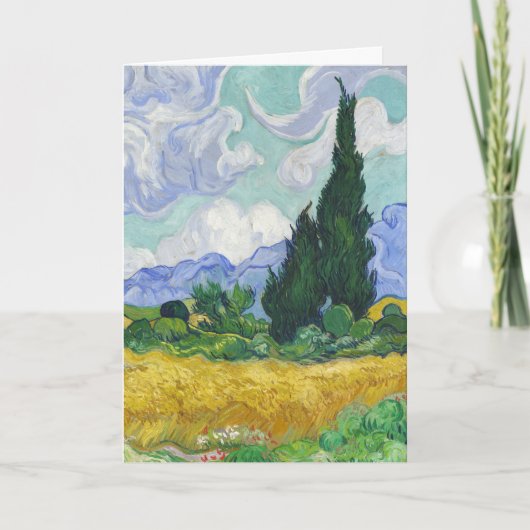 ゴッホの糸杉のある麦畑アート カード (正面)