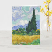 ゴッホの糸杉のある麦畑アート カード (黄色い花)