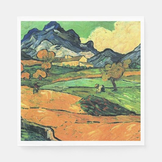 ゴッホの絵画、モンガージェ山 スタンダードランチョンナプキン (正面)