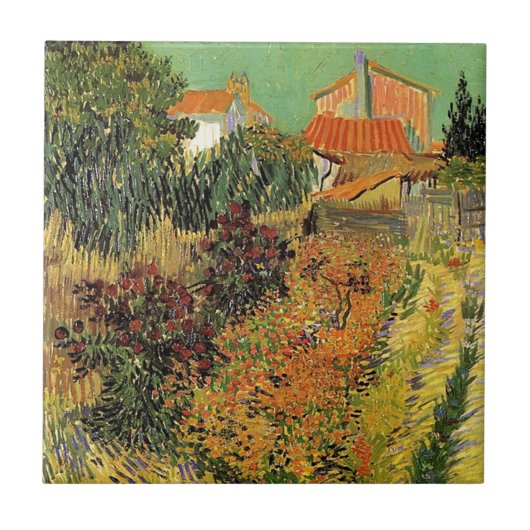 ゴッホの絵画「家の裏の庭」 タイル (正面)