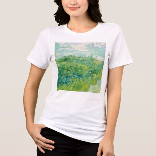 ゴッホの絵画 緑の麦畑 トライブレンドTシャツ (正面)