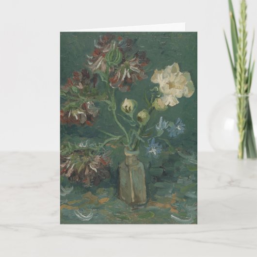 ゴッホの芍薬と青いデルフィニウムの芸術 カード (正面)