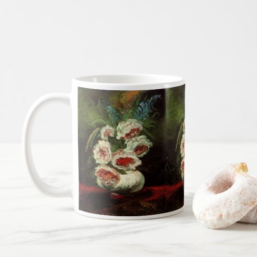 ゴッホの芍薬の花瓶 コーヒーマグカップ (ドーナツ)