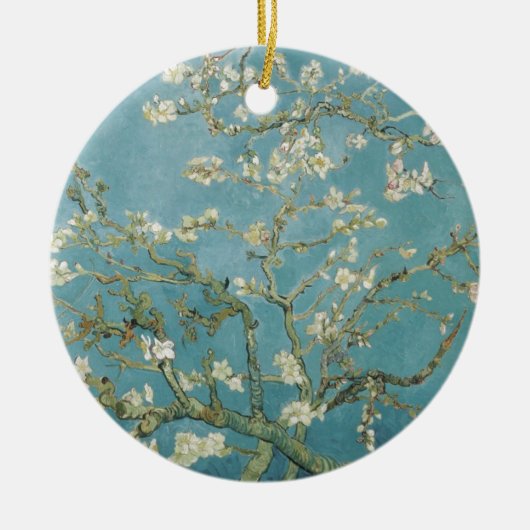 ゴッホの花の枝 杏の花 自然 セラミックオーナメント (正面)
