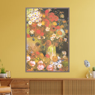 ゴッホの花の静物画 赤いポピーとバラ キャンバスプリント