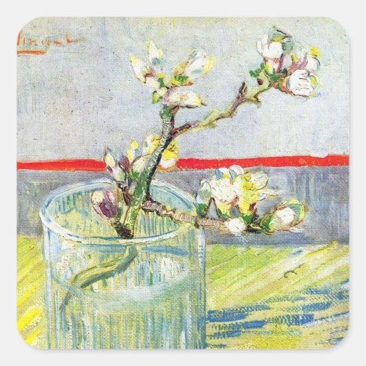 ゴッホの花咲くアーモンドの枝 スクエアシール (正面)