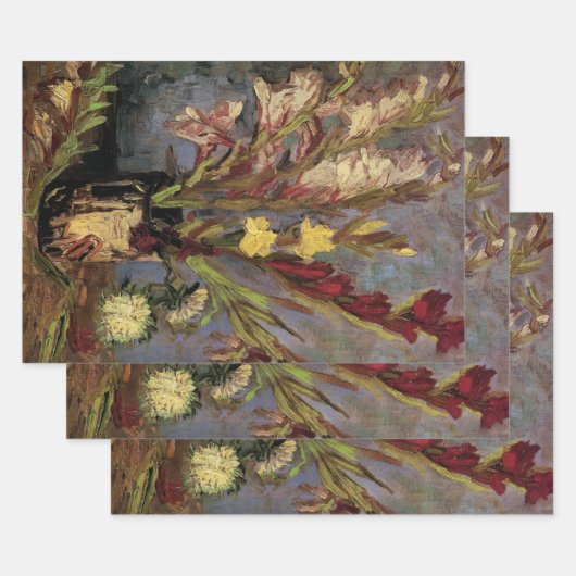 ゴッホの花瓶とグラジオラス ラッピングペーパーシート (セット)