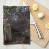 ゴッホの花瓶とワスレナグサと芍薬 キッチンタオル (四つ折り)