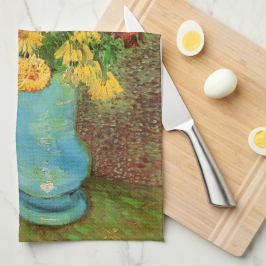 ゴッホの花瓶のデイジーとアネモネ キッチンタオル (四つ折り)