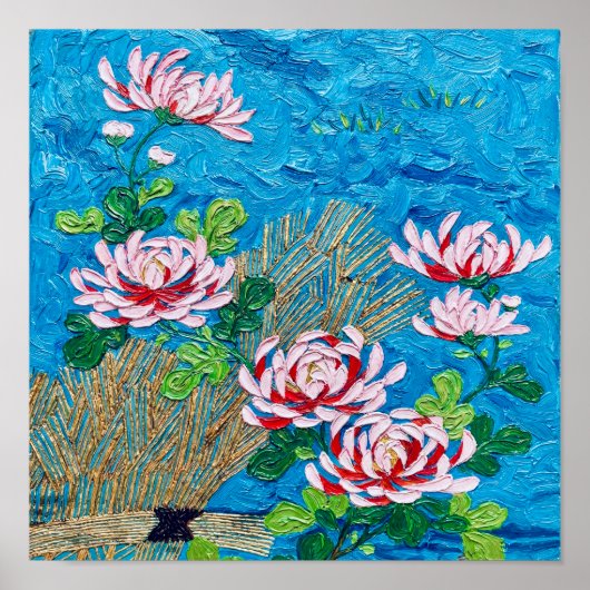 ゴッホの菊模様にインスパイアされた日本風の菊の花 ポスター (正面)