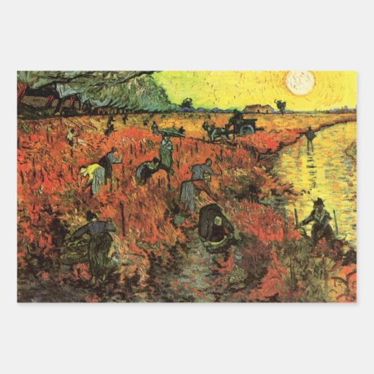 ゴッホの赤いブドウ畑 ラッピングペーパーシート (正面)