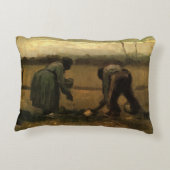 ゴッホの農婦のジャガイモ植え アクセントクッション (裏面)