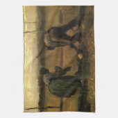 ゴッホの農婦のジャガイモ植え キッチンタオル (縦)