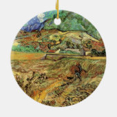 ゴッホの農民がいる囲まれた麦畑 セラミックオーナメント (裏面)