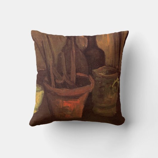 ゴッホの鉢に入った静物画の筆 クッション (裏面)