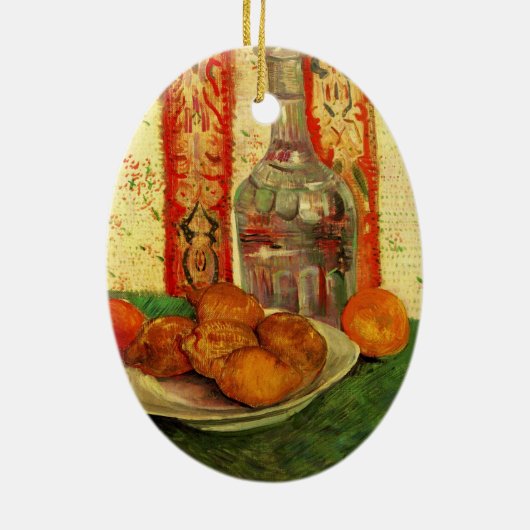 ゴッホの静物デキャンタとレモン セラミックオーナメント (裏面)