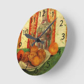 ゴッホの静物デキャンタとレモン ラウンド壁時計 (傾斜)