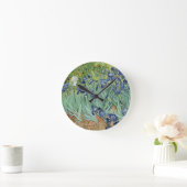 ゴッホの静物画: アイリスが付いているつぼ ラウンド壁時計 (ホーム)