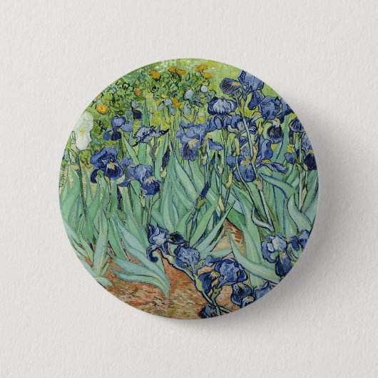 ゴッホの静物画: アイリスが付いているつぼ 缶バッジ (正面)