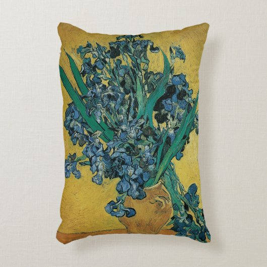 ゴッホの静物画「アヤメの花の入った花瓶」 アクセントクッション (正面(垂直))