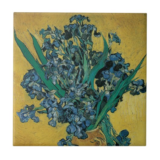 ゴッホの静物画：アヤメの花束 タイル (正面)