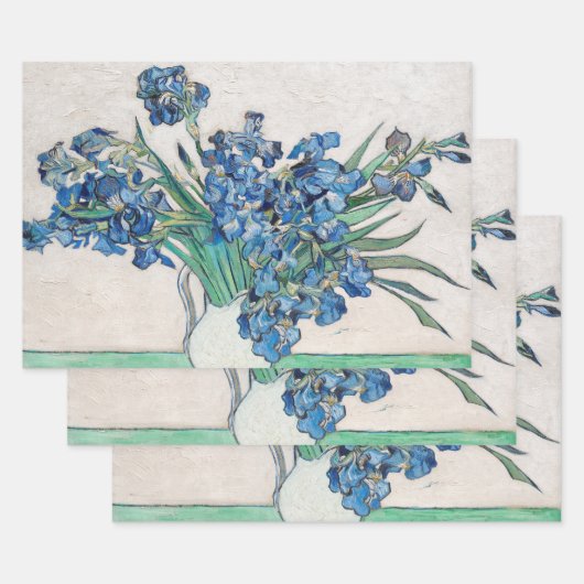 ゴッホの静物画:アヤメの花束 ラッピングペーパーシート (セット)