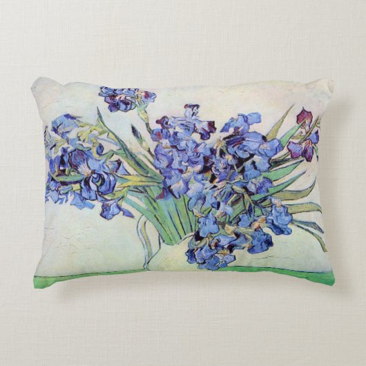 ゴッホの静物画:アヤメの花瓶 アクセントクッション (正面)