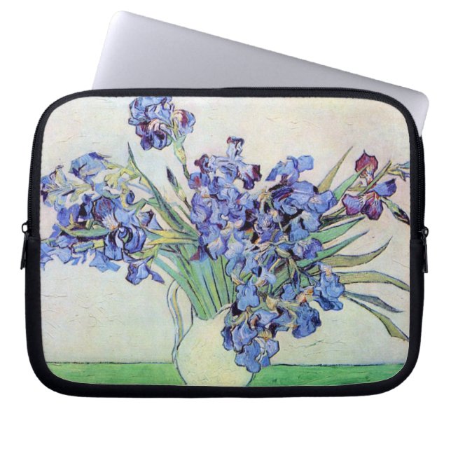 ゴッホの静物画：アヤメの花瓶 ラップトップスリーブ (正面)